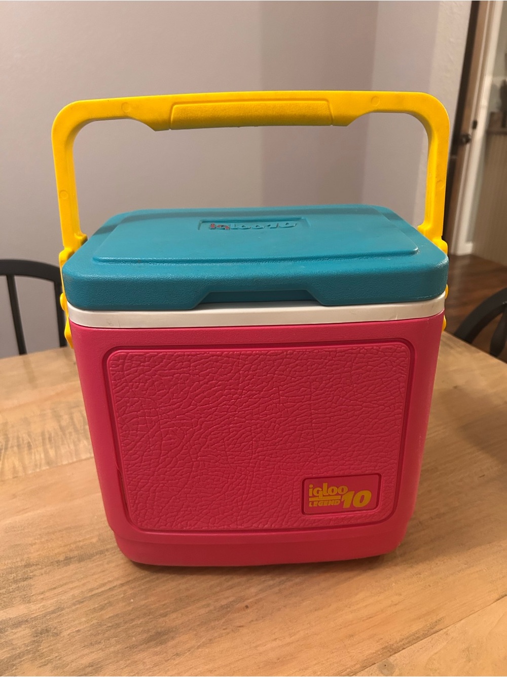 Vintage Igloo Legend 10 Cooler - Retro Pink, Teal & Yellow circa 1992